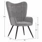 Preview: CRAWLEY ARMCHAIR WITH FOOTWEAR GRAY VELVET 70x57x103 cm