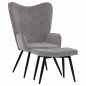 Preview: CRAWLEY ARMCHAIR WITH FOOTWEAR GRAY VELVET 70x57x103 cm