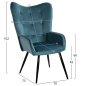 Preview: SESSEL BERGERE MIT FUSSHOCKER PETROLBLAUER SAMT 70x73x102Hcm