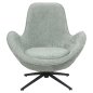 Preview: ARMCHAIR SWIVEL PISTACHIO GREEN BOUCLE FABRIC-BLACK METAL BASE 86x76x87Hcm