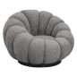 Preview: ARMCHAIR SWIVEL GREY BOUCLE-BLACK METAL BASE 90x93x65Hcm