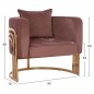 Preview: TIANA ARMCHAIR IN ROSE WITH GOLD METAL FRAME AND LOW BACK IN A SEMI-CIRCULAR ARRANGEMENT