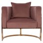 Preview: TIANA ARMCHAIR IN ROSE WITH GOLD METAL FRAME AND LOW BACK IN A SEMI-CIRCULAR ARRANGEMENT