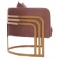 Preview: TIANA ARMCHAIR IN ROSE WITH GOLD METAL FRAME AND LOW BACK IN A SEMI-CIRCULAR ARRANGEMENT