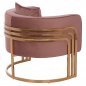 Preview: TIANA ARMCHAIR IN ROSE WITH GOLD METAL FRAME AND LOW BACK IN A SEMI-CIRCULAR ARRANGEMENT