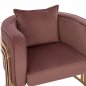Preview: TIANA ARMCHAIR IN ROSE WITH GOLD METAL FRAME AND LOW BACK IN A SEMI-CIRCULAR ARRANGEMENT