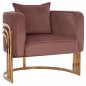 Preview: TIANA ARMCHAIR IN ROSE WITH GOLD METAL FRAME AND LOW BACK IN A SEMI-CIRCULAR ARRANGEMENT