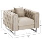Preview: SESSEL t.CHESTERFIELD CREME SAMT CREME-METALLBEINE 99x86,5x77Hcm