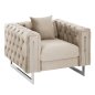 Preview: SESSEL t.CHESTERFIELD CREME SAMT CREME-METALLBEINE 99x86,5x77Hcm