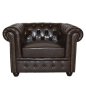 Preview: "Chesterfield" Sessel mit Kunstlederbezug in dunkelbraun