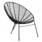 Preview: Sessel Nest Metallic Allegra mit Korbweide in schwarzer Farbe