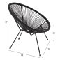 Preview: ACAPULCO SESSEL T. FOLIA SCHWARZEN METALLBEINEN MIT GEDREHTEM GEWEBE 70x73x79 cm