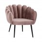 Preview: Vivien luxury cocktail armchair made of velvet in rosé with metal legs in black