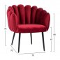 Preview: Luxus Cocktailsessel Vivien aus Samt in Rot mit Metallbeinen in Schwarz