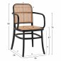 Preview: Wooden armchair with rattan in black color 56x56x90cm
