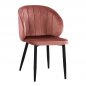 Preview: Sessel "DUANE" mit samtgepolsterten Armen in Rosa und schwarzen Metallbeinen