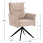 Preview: DINING ARMCHAIR DARK BEIGE FABRIC-BLACK METAL BASE 64x66x94,5Hcm