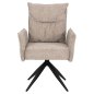 Preview: DINING ARMCHAIR DARK BEIGE FABRIC-BLACK METAL BASE 64x66x94,5Hcm