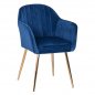 Preview: Sessel "Sawyer" aus blauem Samt mit goldenen Beinen 55x60x83 cm