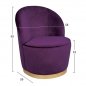 Preview: Armchair Lubna with backrest, purple and gold base
