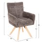 Preview: DINING ARMCHAIR GREY FABRIC-RUBBERWOOD LEGS 66x63x91Hcm