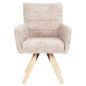 Preview: DINING ARMCHAIR BEIGE FABRIC-RUBBERWOOD LEGS 66x63x91Hcm