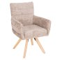 Preview: DINING ARMCHAIR BEIGE FABRIC-RUBBERWOOD LEGS 66x63x91Hcm