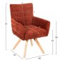 Preview: ESSZIMMER-SESSEL, ROTER STOFF, BEINE AUS GUMMIHOLZ, 66 x 63 x 91 cm