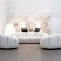 Preview: Sofa "Huxley" out of white Woven upholstery and metal gold frame