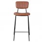 Preview: Upholstered barchair "Pepe" in cognac color made of imitation leather and black metal frame