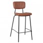 Preview: Upholstered barchair "Pepe" in cognac color made of imitation leather and black metal frame