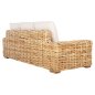 Preview: OUTDOOR-SOFA 3-SITZER MANGOHOLZ IN NATURFARBE-WEIßE KISSEN 216x88x70-85Hcm