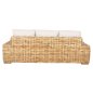 Preview: OUTDOOR-SOFA 3-SITZER MANGOHOLZ IN NATURFARBE-WEIßE KISSEN 216x88x70-85Hcm