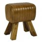 Preview: "Elone" stool made of 100% real buffalo leather in brown and oak frame