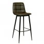 Preview: "Lauren" barchair in microfibre in army green color and metal legs