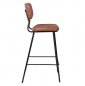 Preview: Upholstered barchair "Pepe" in cognac color made of imitation leather and black metal frame
