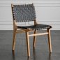 Preview: DELHI Stuhl aus Akazienholz und synthetischen schwarzen Riemen 68X46X87H