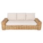 Preview: OUTDOOR-SOFA 3-SITZER MANGOHOLZ IN NATURFARBE-WEIßE KISSEN 216x88x70-85Hcm