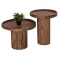 Preview: SET 2 STÜCK COUCHTISCHE RUND MASSIVES AKAZIENHOLZ IN NATÜRLICH Φ50 & Φ60 cm