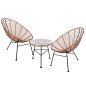 Preview: LOUNGE SET 3 TLG. KORBGEFLECHT SESSELN UND METALLTISCH