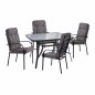 Preview: Set 7 pieces Table Metallic grey 160x90 with 6 armchairs grey wicker