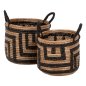 Preview: 2-PIECE SET OF DECORATIVE BASKETS MENDONG GRASS IN NATURAL-BLACK COLOR Φ36x32-40Hcm