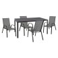 Preview: OUTDOOR 5-TEILIGES ESSZIMMERSET LEOFER METALL-TISCH-4 METALL-SESSEL-GRAU