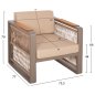 Preview: OUTDOOR-SET 4-TLG. MIT SEIL, ALUMINIUM-IROKO- UND CAPPUCCINO FARBENDEM KISSEN