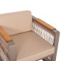 Preview: OUTDOOR-SET 4-TLG. MIT SEIL, ALUMINIUM-IROKO- UND CAPPUCCINO FARBENDEM KISSEN
