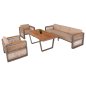 Preview: OUTDOOR-SET 4-TLG. MIT SEIL, ALUMINIUM-IROKO- UND CAPPUCCINO FARBENDEM KISSEN