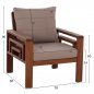 Preview: OUTDOOR-SET 4-TLG. MASSIVES IROKO-HOLZ IN WALNUSSFARBE & BEIGE KISSEN