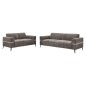 Preview: SOFA SET 2-TLG FERIN GRAUER STOFF-DUNKELBRAUNE METALLBEINE