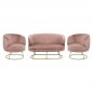 Preview: WOHNZIMMER-SET 2-SITZ & 2 ARIEN SESSEL ROSE SAMT SILBER BASE