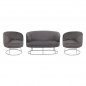 Preview: WOHNZIMMER-SET 2-SITZ & 2 ARIEN SESSEL GRAU SAMT SILBER BASE